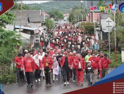 Pemkab Bolsel Jalan Sehat Bersama Polres Bolsel dan Kajari Kotamobagu