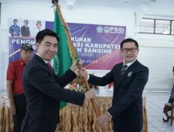 Ajak Bersinergi, Joune Ganda Kukuhkan Askab PSSI Sangihe