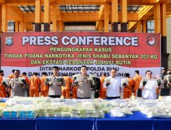 Sejarah Baru Polda Riau Ungkap Kasus Narkoba, Amankan 203 KG Sabu dan 404.491 Butir Ekstasi