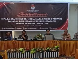 Wakili Wali Kota Tatong Bara, Asisten l Pemkot Kotamobagu Hadiri Sosialisasi Tahapan dan Jadwal Pemilu 2024