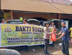 Kapolresta Manado Salurkan Bansos kepada Personel Polri yang Terdampak Banjir dan Tanah Longsor
