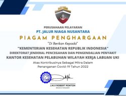Apresiasi Penanganan Covid-19, PT JNN Berikan Penghargaan KKP Wilayah Labuan Uki