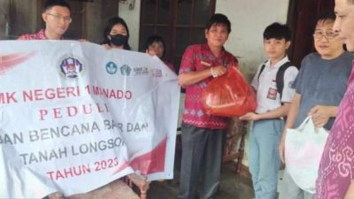 SMKN 1 Manado Salurkan Bantuan bagi Guru dan Siswa Korban Terdampak Banjir di Manado