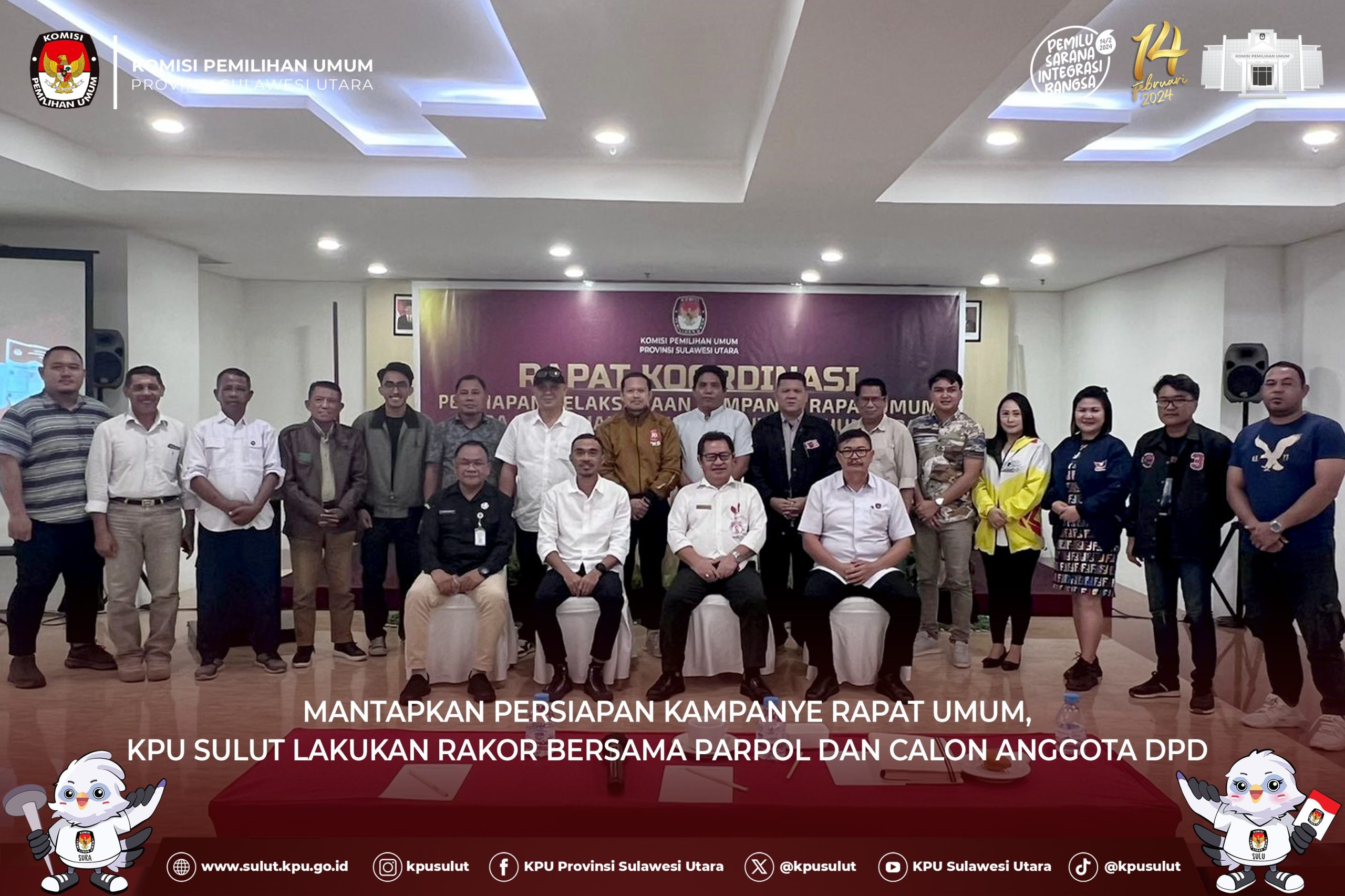 SEPAKATI: Rakor yang digelar KPU Sulut dihadiri parpol dan calon DPD.