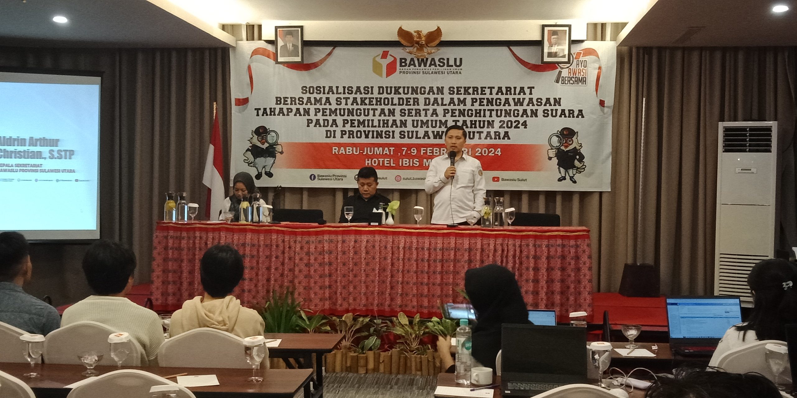 Aldrin Christian memberikan penjelasan terkait dukungan pihak sekretariat Bawaslu.