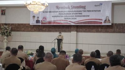Dibuka Bupati Jusnan Mokoginta, Pemkab Bolmong Gelar Rembuk Stunting Tingkat Kabupaten 2024