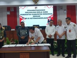 Bupati Tendean Teken MoU Pemkab Minahasa dengan BPJS Ketenagakerjaan