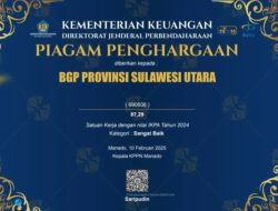 BGP Sulut juga Terima Piagam Penghargaan (IKPA) 97,29 Kategori “Sangat Baik”