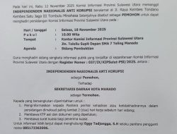 Inakor Minta Sekda Manado Hormati Panggilan Lembaga Negara Sidang Komisi Informasi