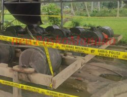 Jadi TKP Kecelakaan, Tromol Pengolahan Emas Milik Tokoh Pemuda Mopait di Police Line Polisi