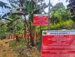 DILARANG! Jalan Masuk PETI Gunung Tagin Ditutup Warga dan PT JRBM Pasang Papan Peringatan Wilayah Kontrak Karya