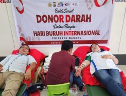 Peringati Hari Buruh Internasional, Polresta Manado Gelar Bakti Sosial Donor Darah