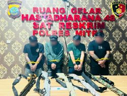 Pamer Senjata Angin di Medsos dengan Caption Menantang, Empat Pria di Ratatotok Diamankan Polres Mitra