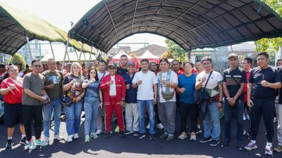 Kodam XIII/Merdeka menggelar olahraga bersama, coffee morning, dan nonton bareng Piala Dunia bersama insan pers Sulawesi Utara di Makodam XIII/Merdeka, Selasa (7/7/2026).