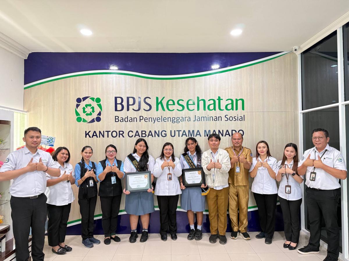 Pemenang lomba bersama Kepala BPJS Kesehatan Cabang Utama Manado, dr. Nyoman Wiwiek Yuliadewi, M.M., AAK, di Kantor BPJS Kesehatan Manado, Senin (24/8/2026).