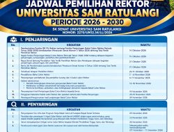 Panitia Umumkan Jadwal Pemilihan Rektor Unsrat Periode 2026-2030